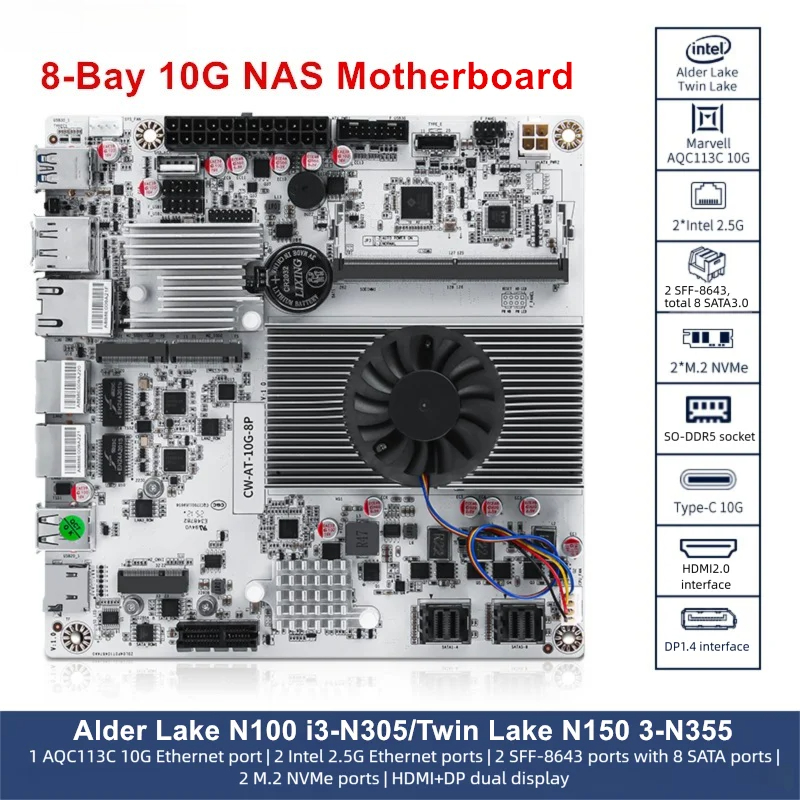 8-Bay 10G NAS Motherboard Inte - Nas Motherboard 8 Sata Mini Itx recension och pris