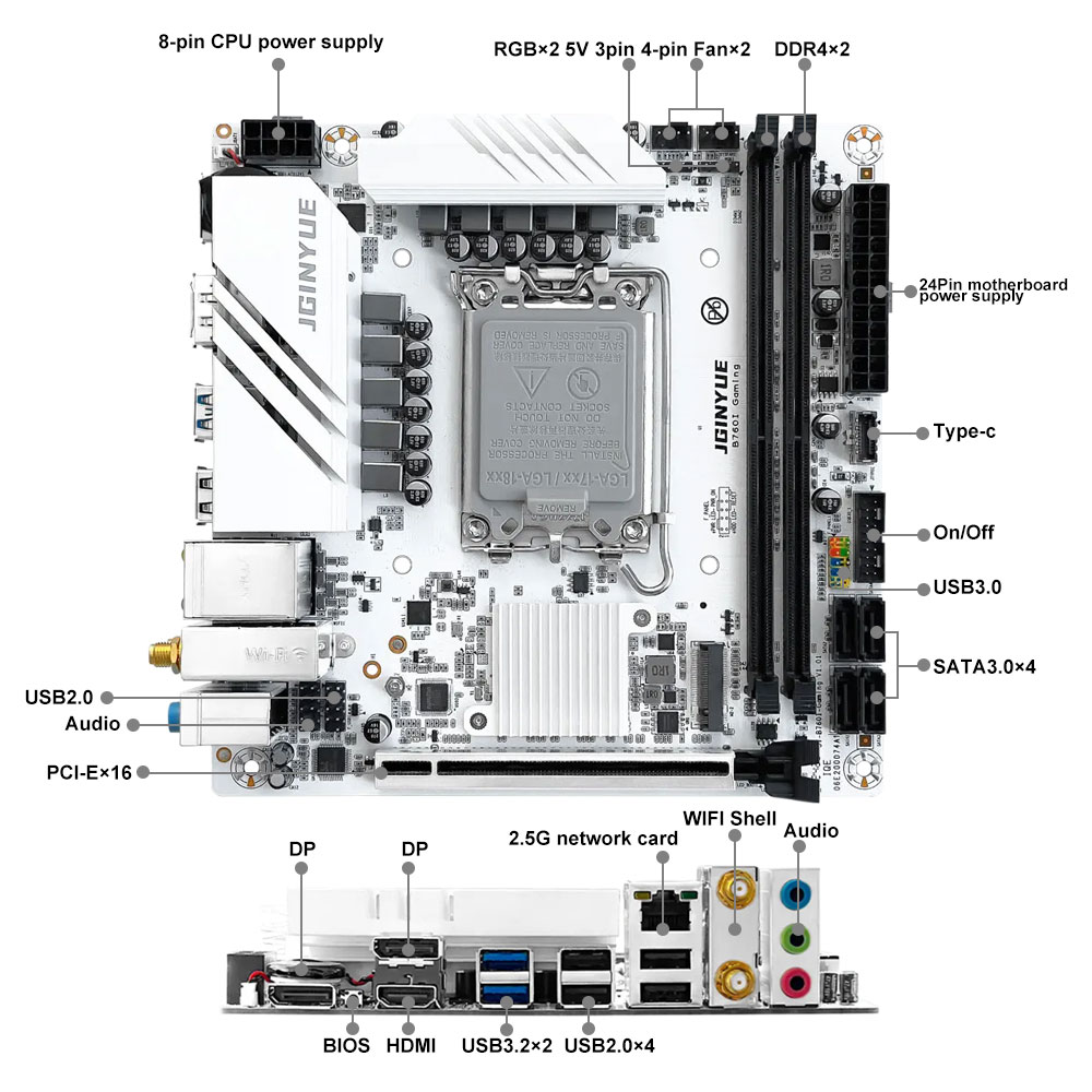 JGINYUE B760 Motherboard LGA 1 - Lga1700 Itx Motherboard Ddr5 recension och pris