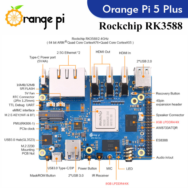 Orange Pi 5 Plus  Single Board - Rockchip Rk3588 Development Board recension och pris